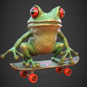 Skateboard Frog with a 40oz Birdhouse